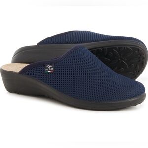 Fly Flot Shoes Mesh Mules Sz EU 38 (US 8) Navy Blue Like New Comfort Slip On